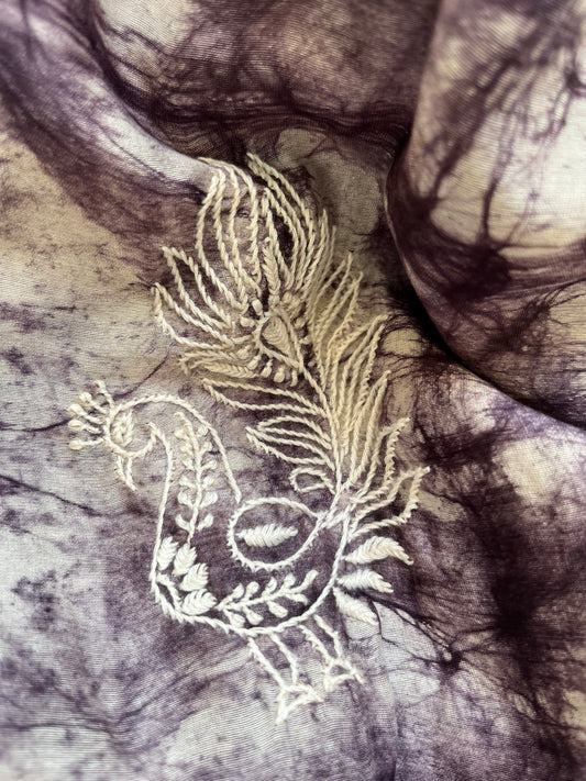 Baatik Chanderi chikankari Dupatta