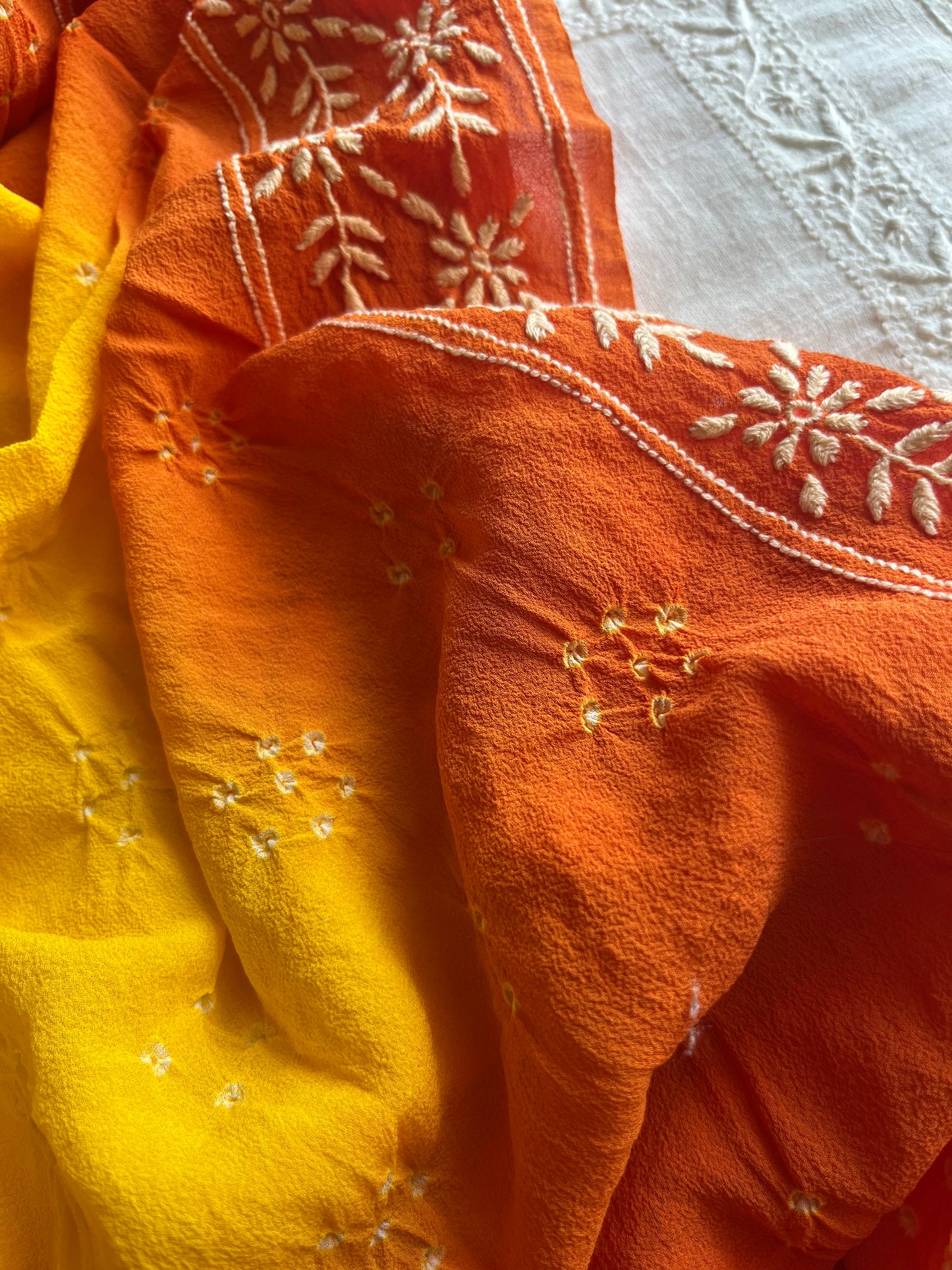 Cotton Chikankari kurta with pure georgette dupatta