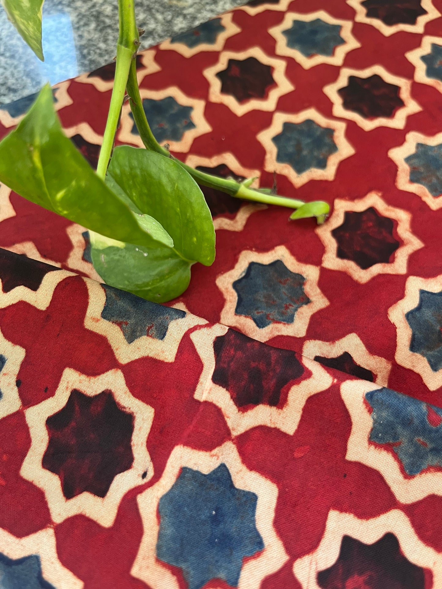 Modal Silk ajrakh fabric