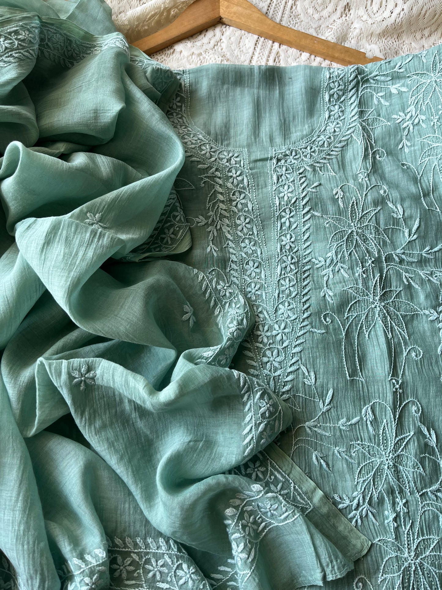 Chanderi Chikankari Kurta Dupatta