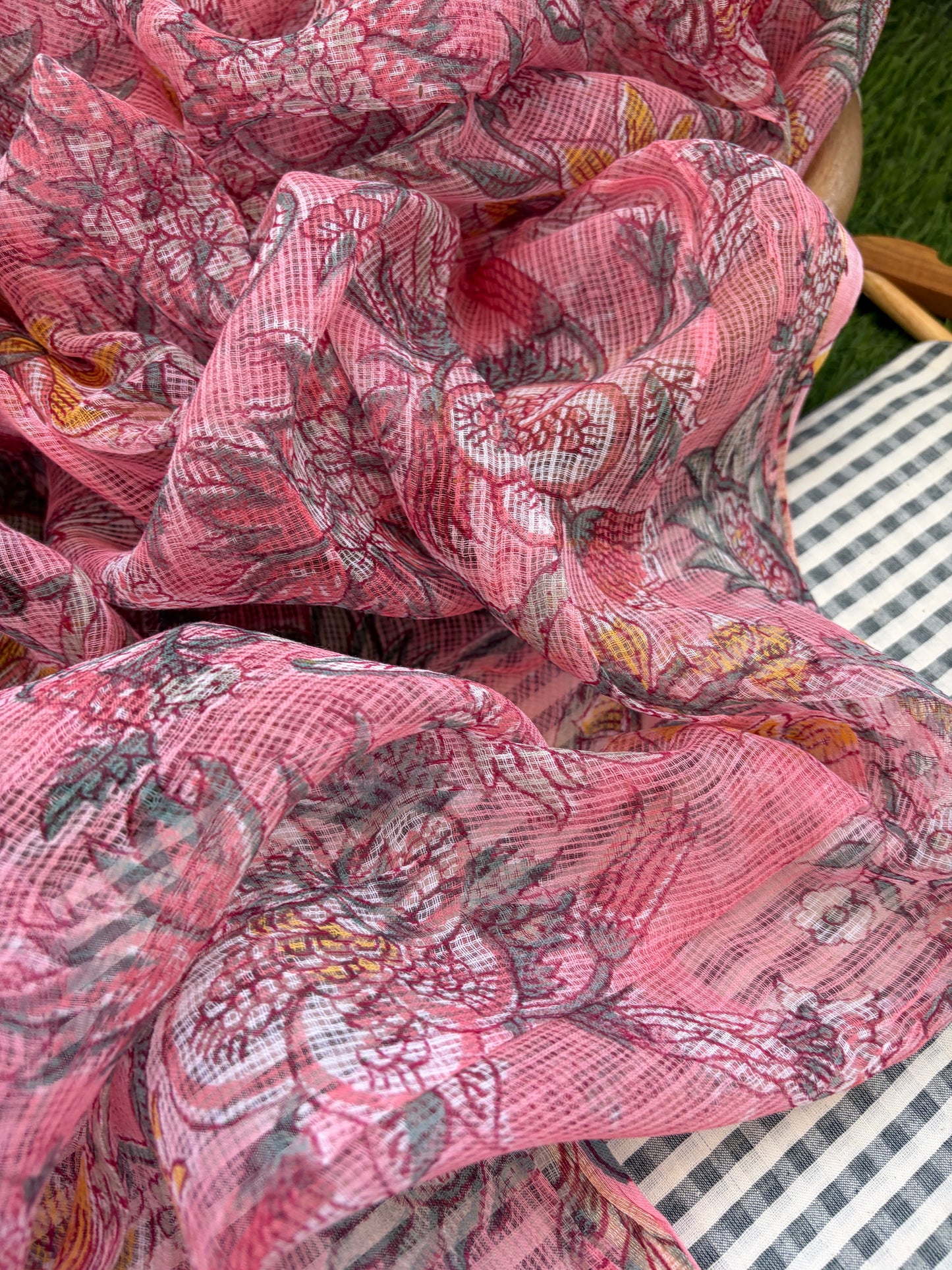 Muslin Khadi check kurta fabric kota dupatta
