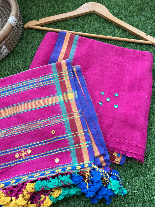 Handwoven organic kala Cotton kurta bottom dupatta