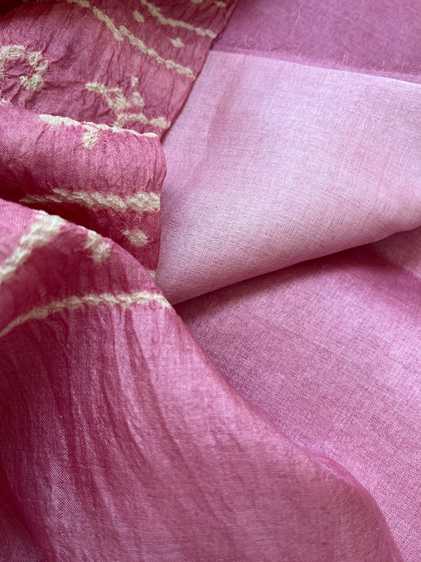 Tussar silk Bandhani dupatta plain kurta