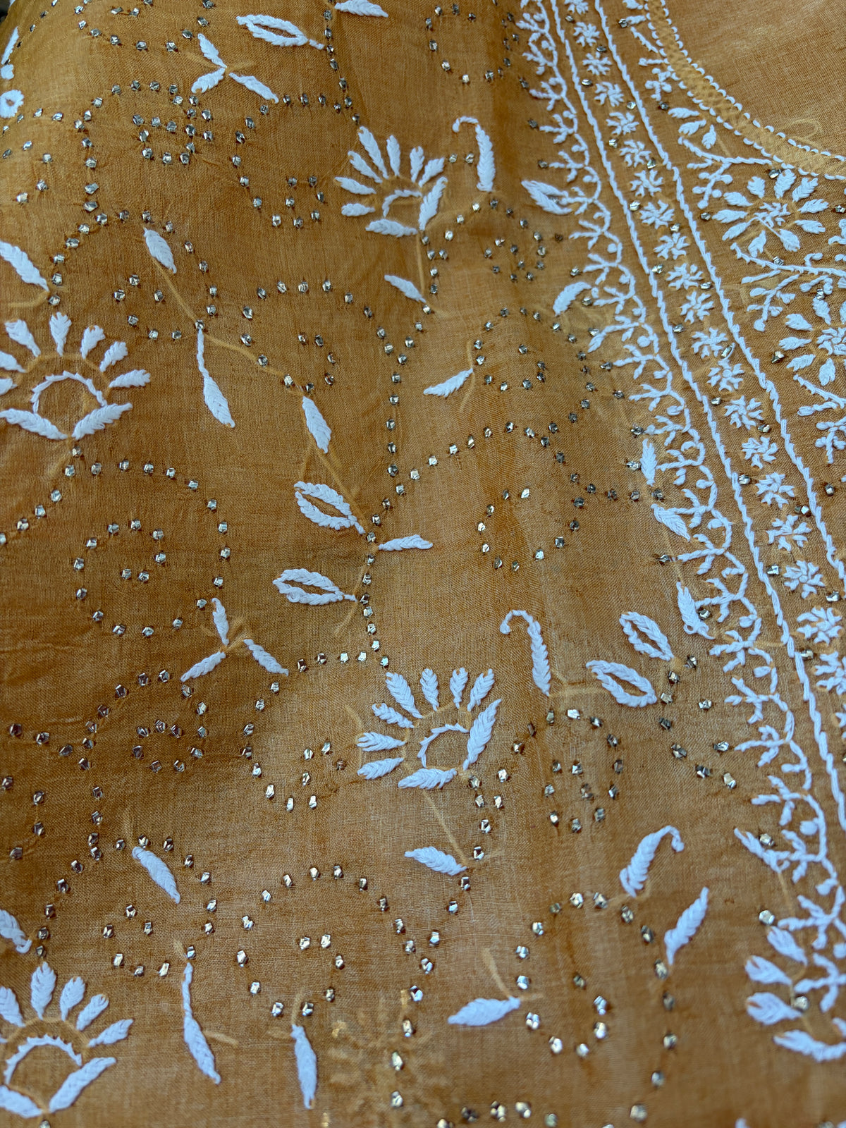 Tussar Silk Chikankari mukaish work Kurta