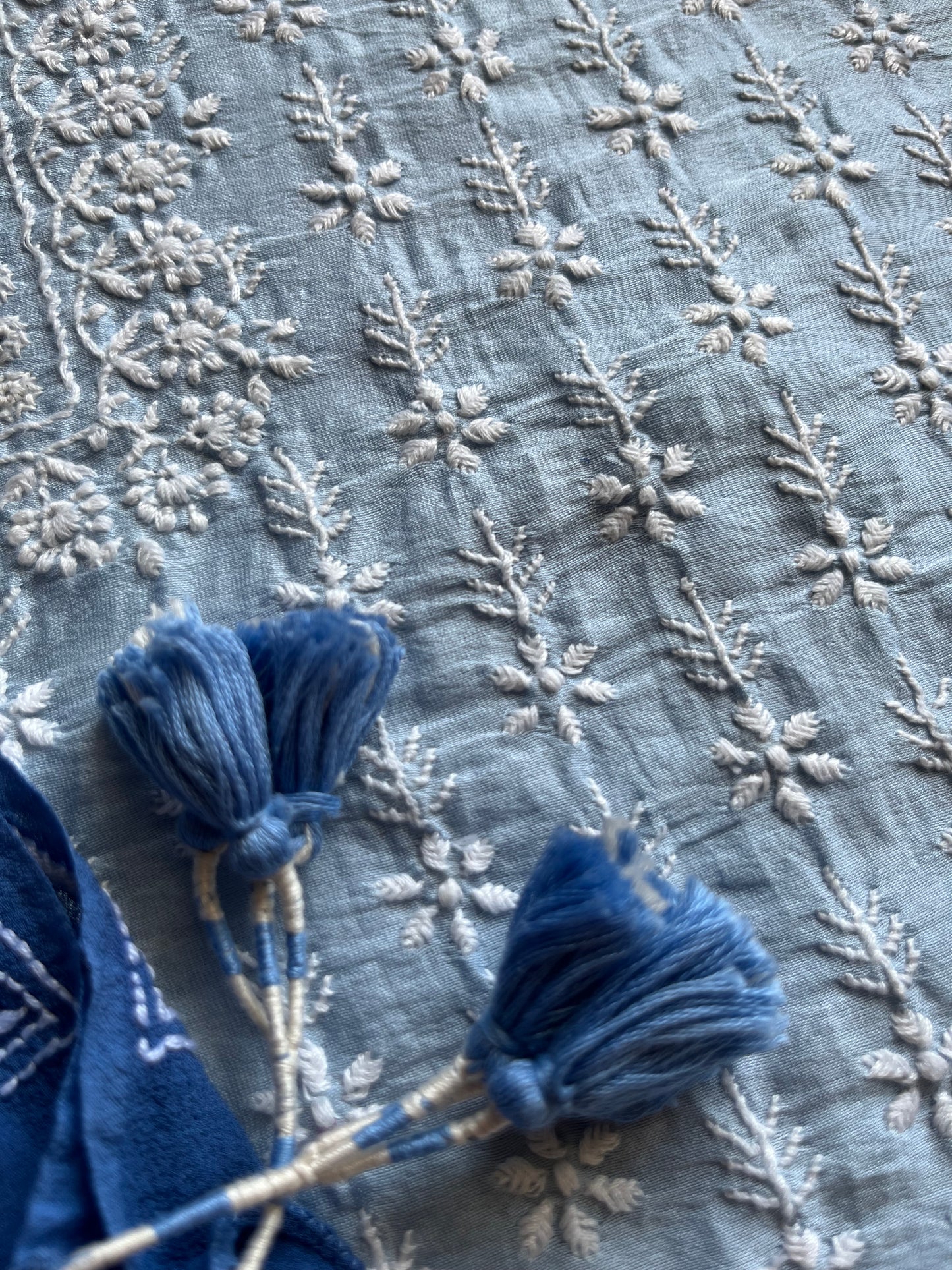 Chanderi Chikankari kurta with georgette dupatta