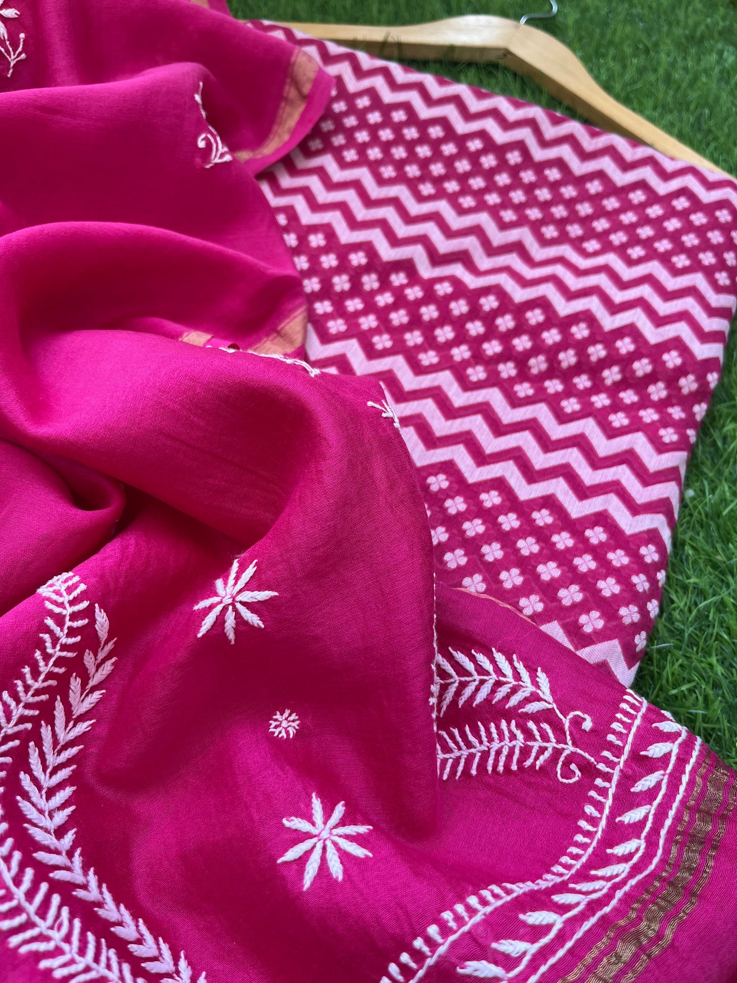 Jaamdani kurta chikankari dupatta