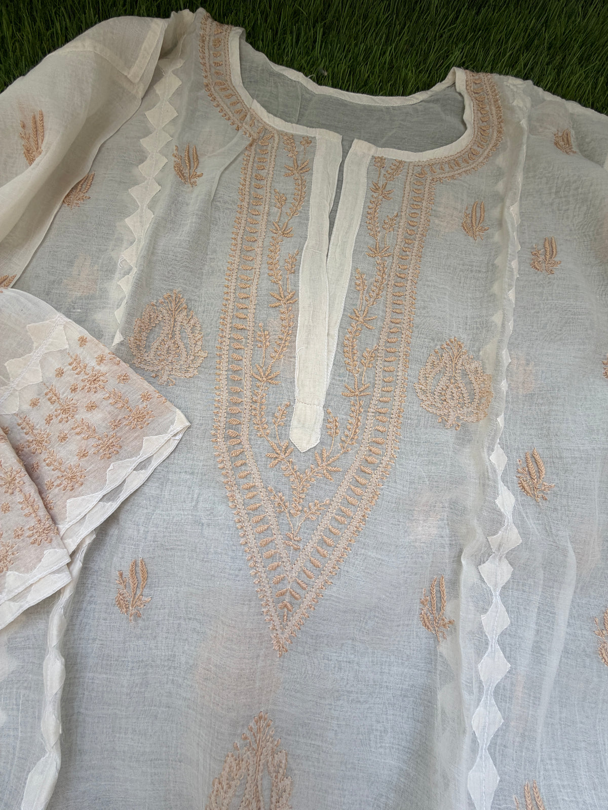 Chikankari daraz chanderi Kurta