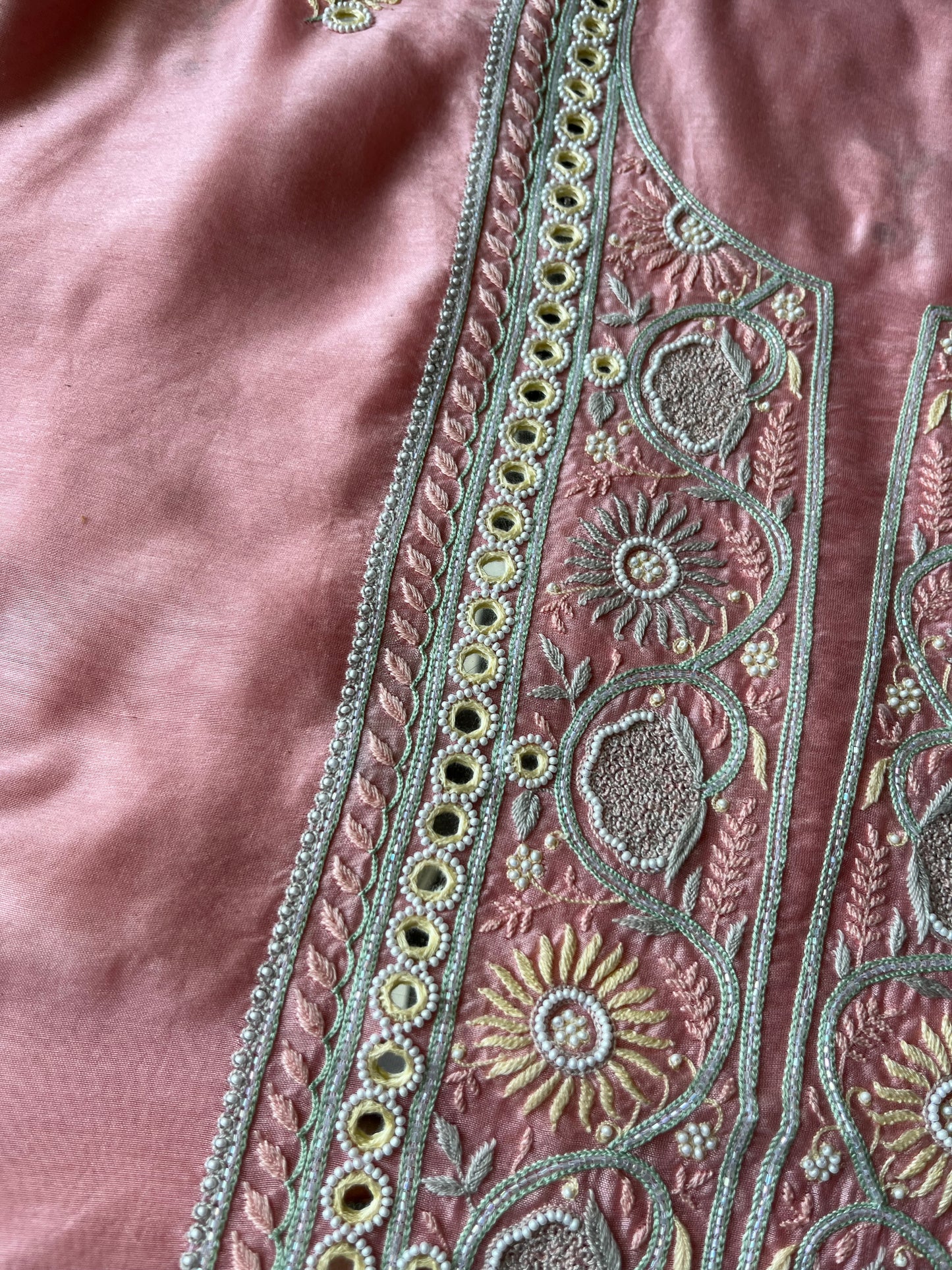 Hand embroidered chanderi kurta chanderi silk mukaish work dupatta