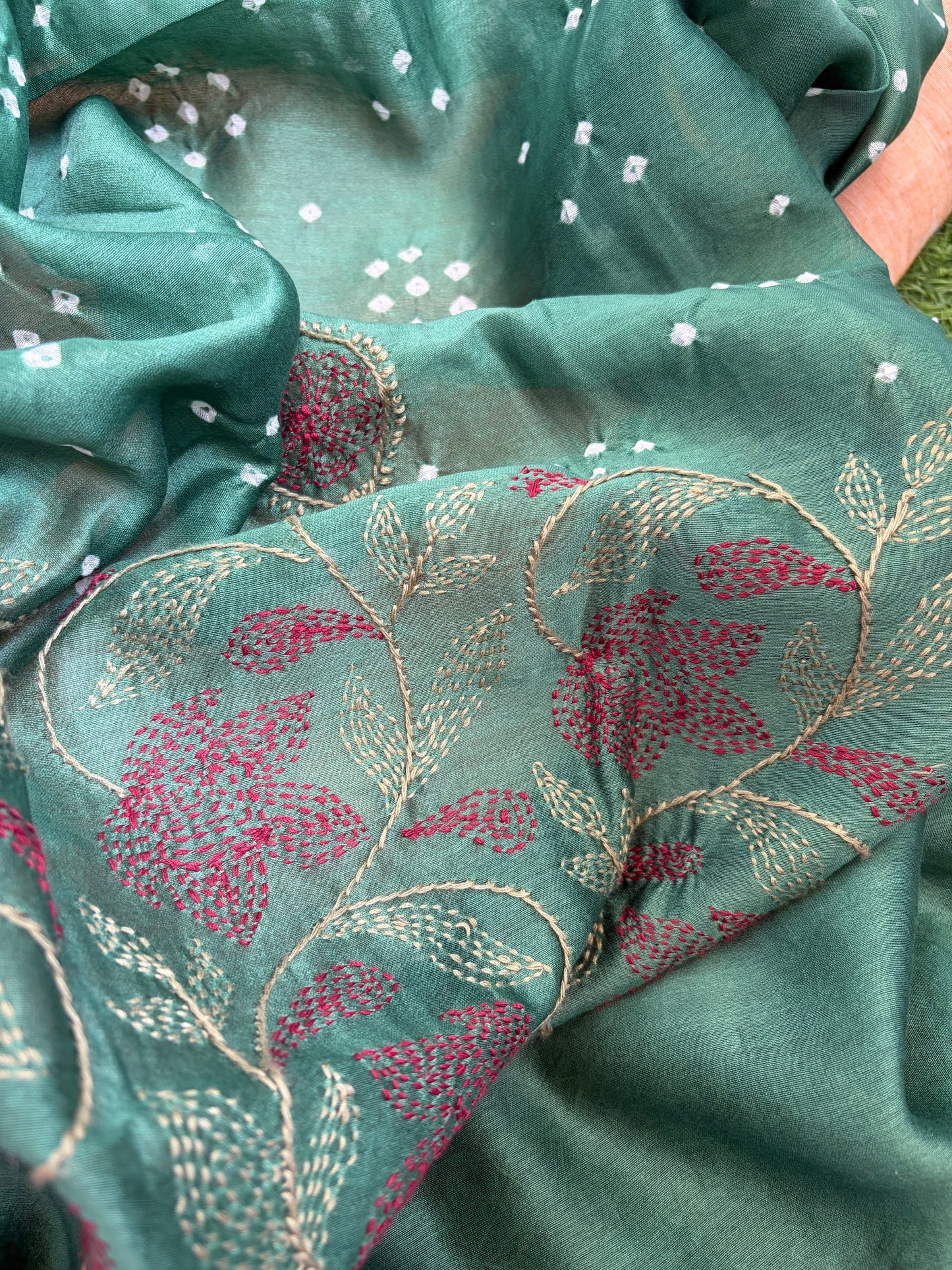 Plain mangalgiri kurta bottom pure chanderi bandhani chikankari dupatta