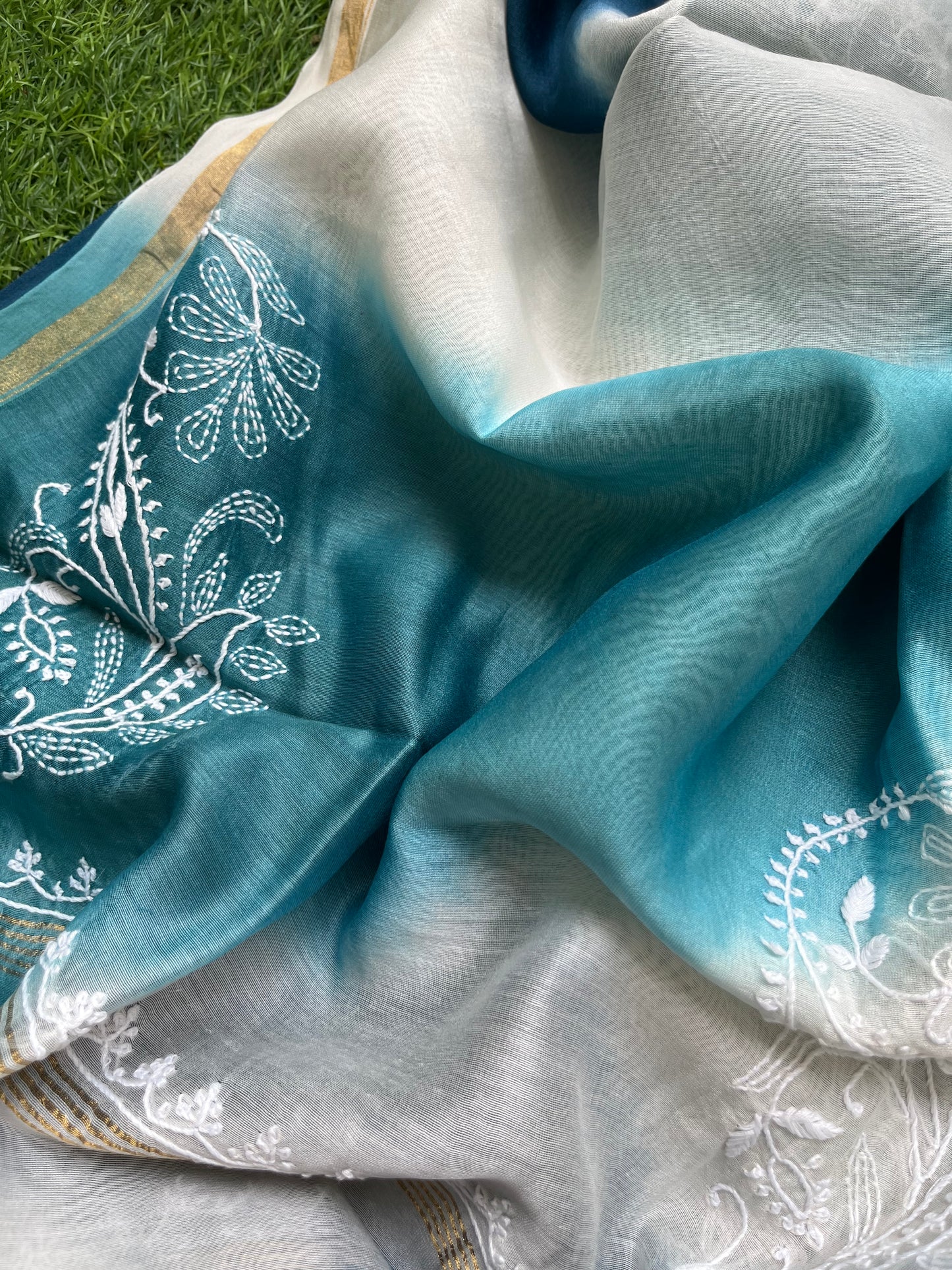 Cotton kurta bottom chikankari dupatta