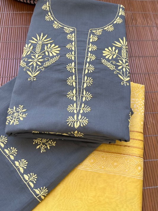 Cotton chikan kurta bottom