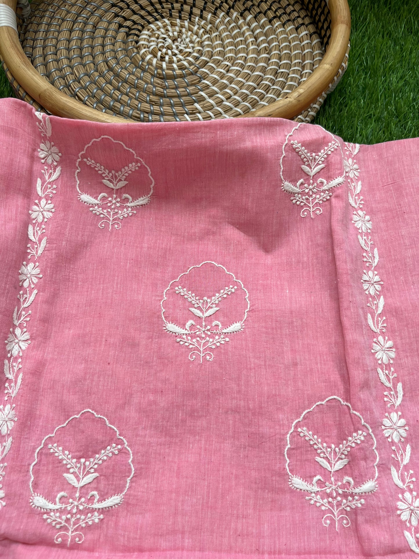 Cotton khadi mul chikan kurta bottom