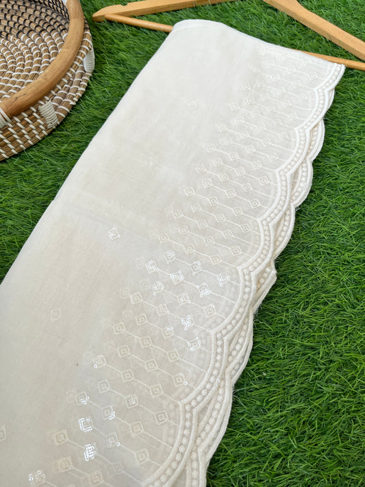 Mul scalloped Dupatta