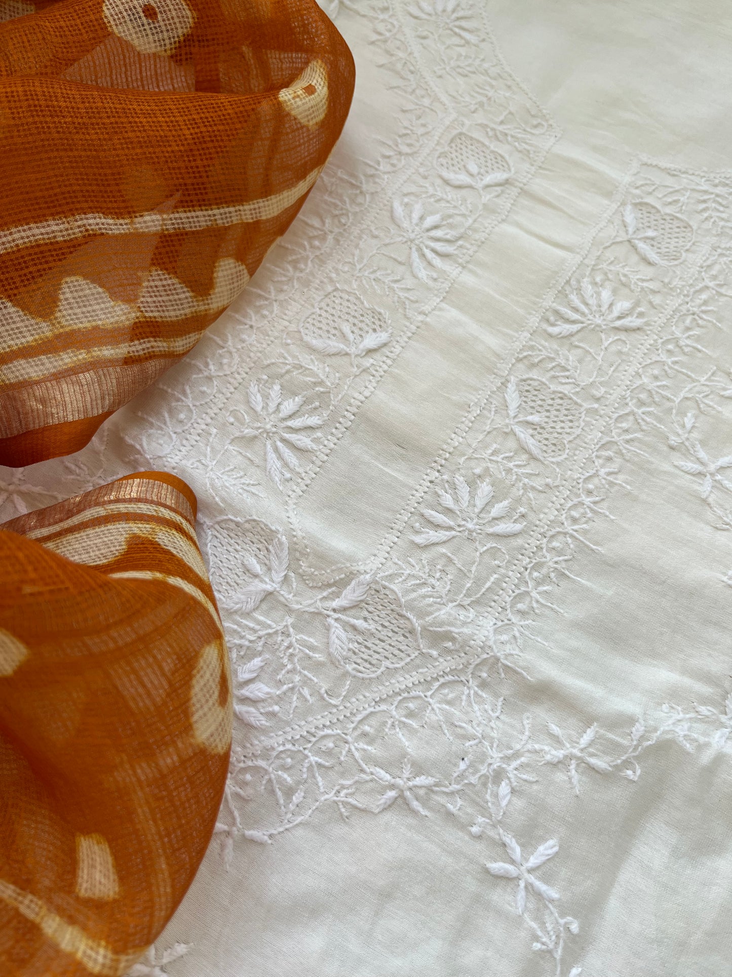 Kota Silk block print dupatta with chanderi Kurta