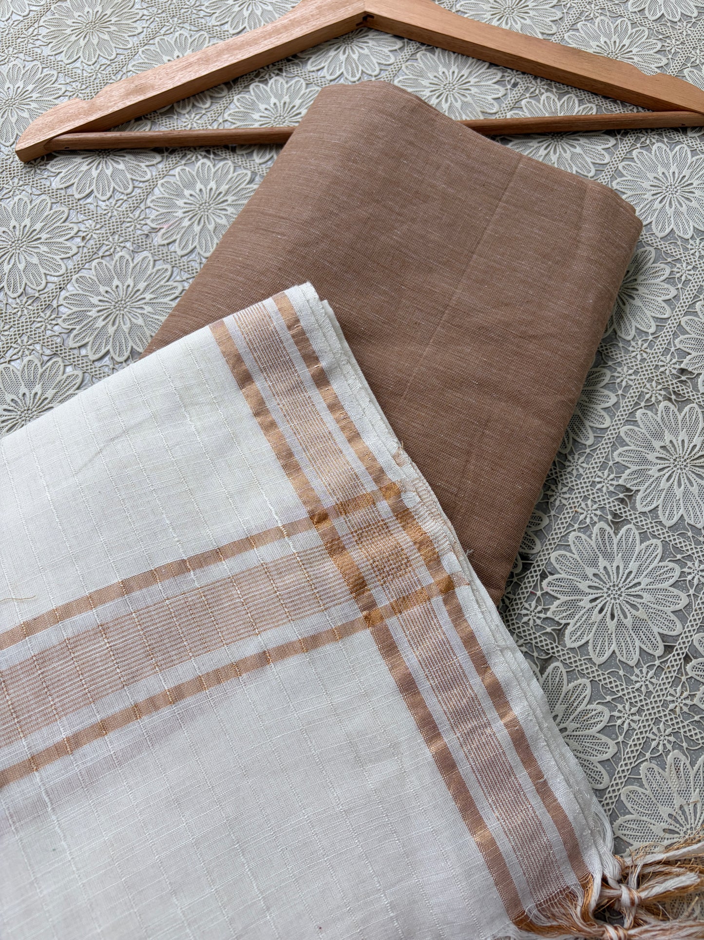 Mangalgiri Cotton 3 pc set - kurta bottom Dupatta