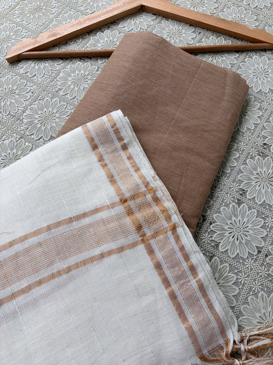 Mangalgiri Cotton 3 pc set - kurta bottom Dupatta