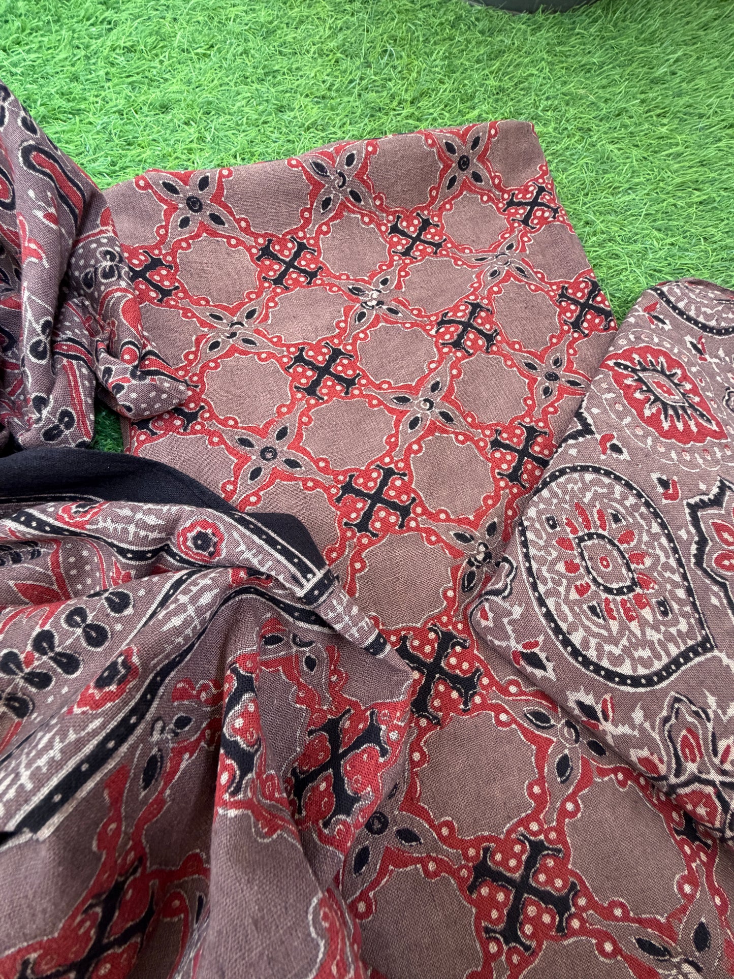 Kala Cotton Ajrakh Kurta bottom and dupatta