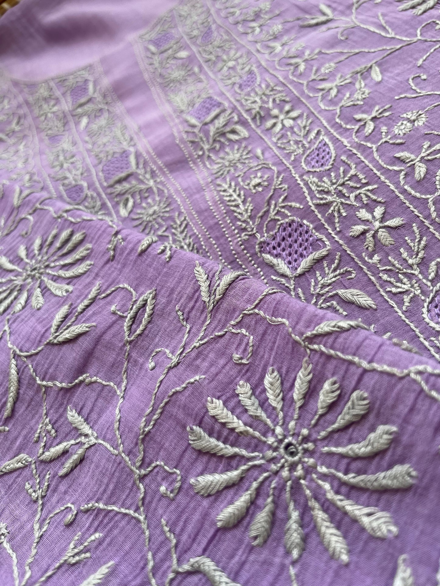 Chanderi chikankari kurta