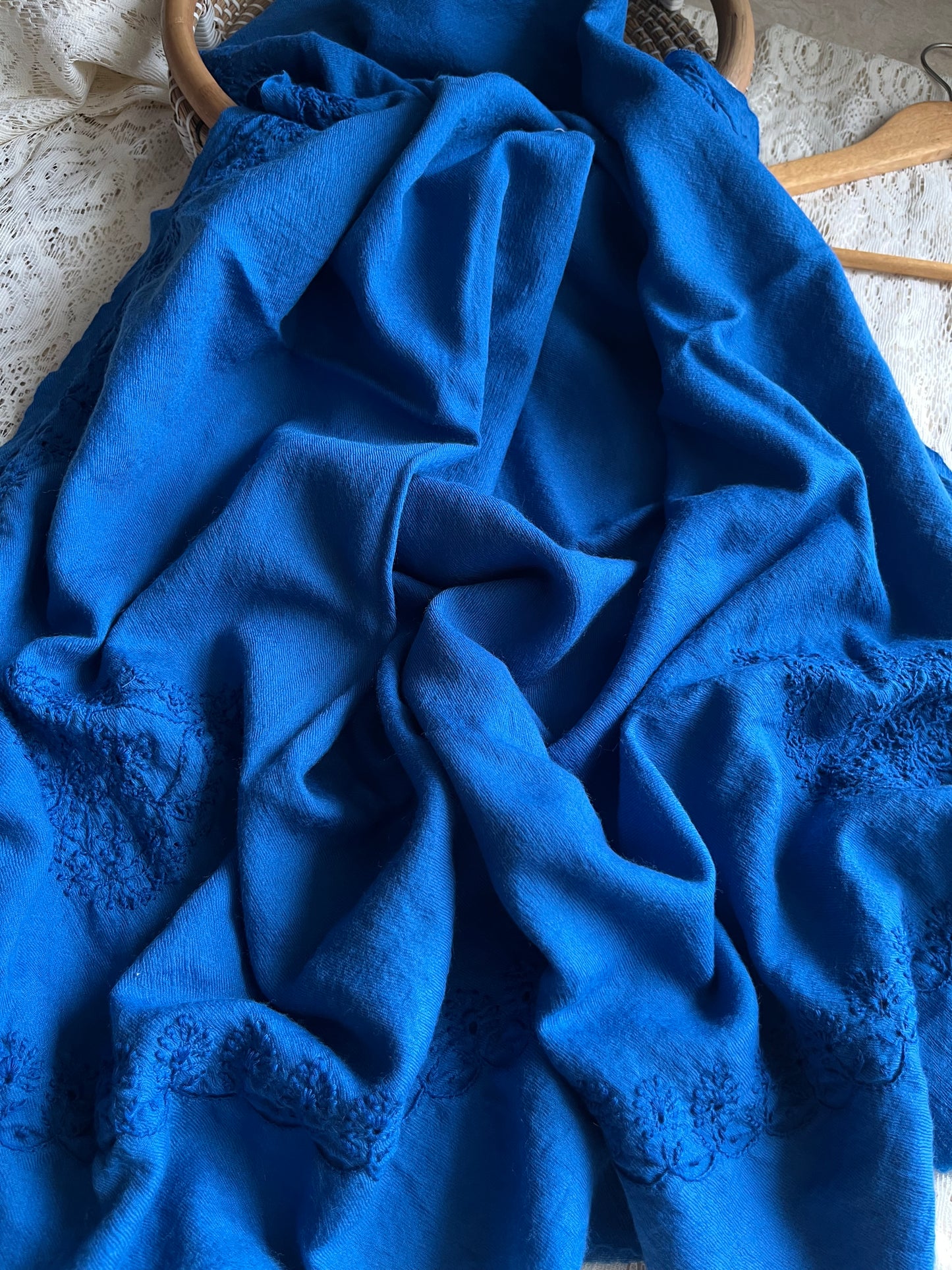 Pure wool chikankari shawl