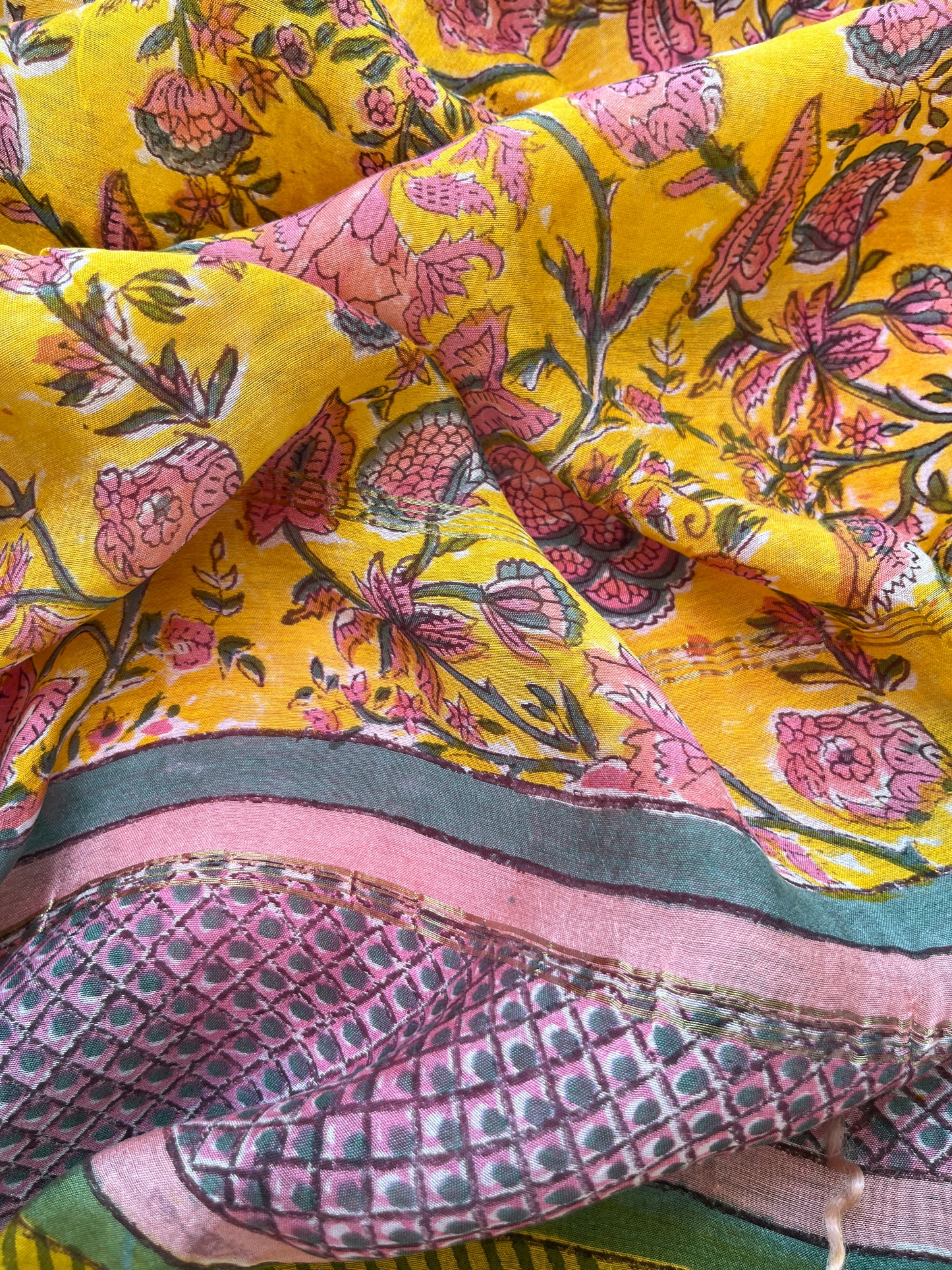 Block print kurta fabric chanderi dupatta