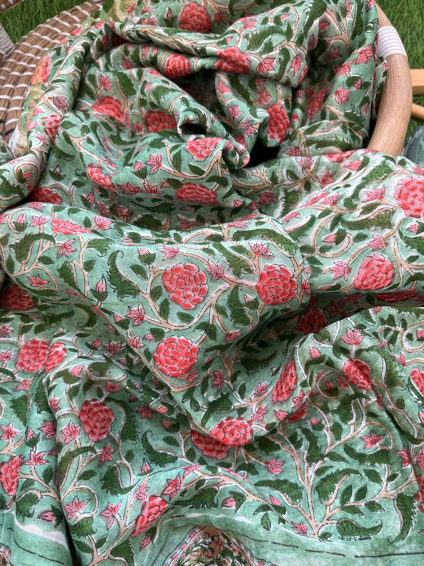 Chanderi block print dupatta ikkat kurta