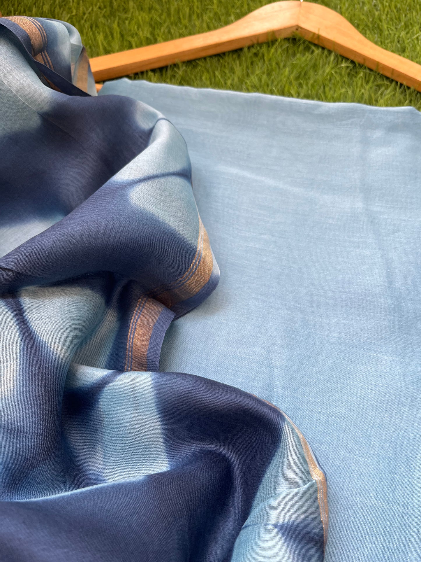 Chanderi Clamp Dye dupatta with plain fabric