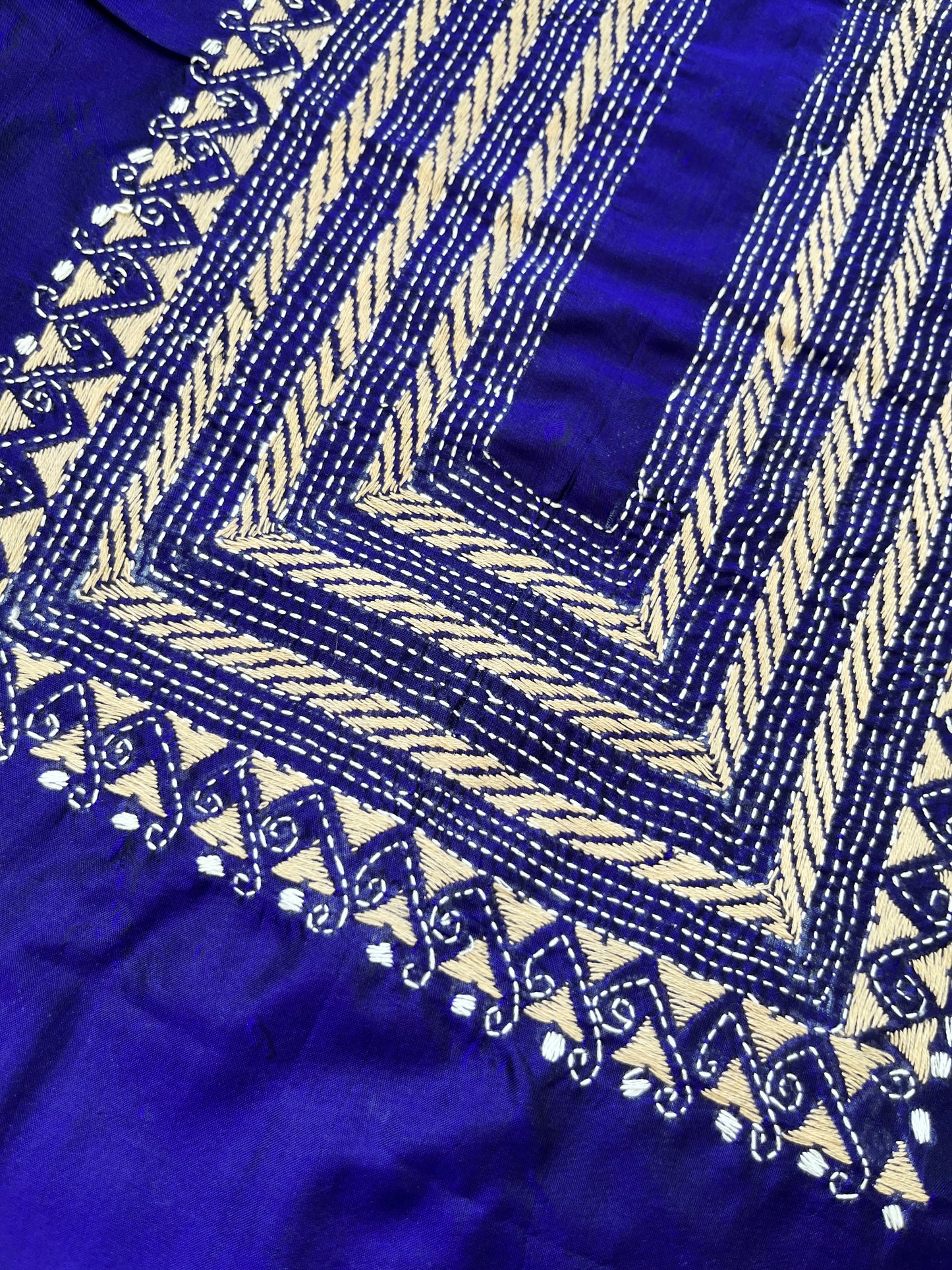 Silk Kantha work kurta fabric