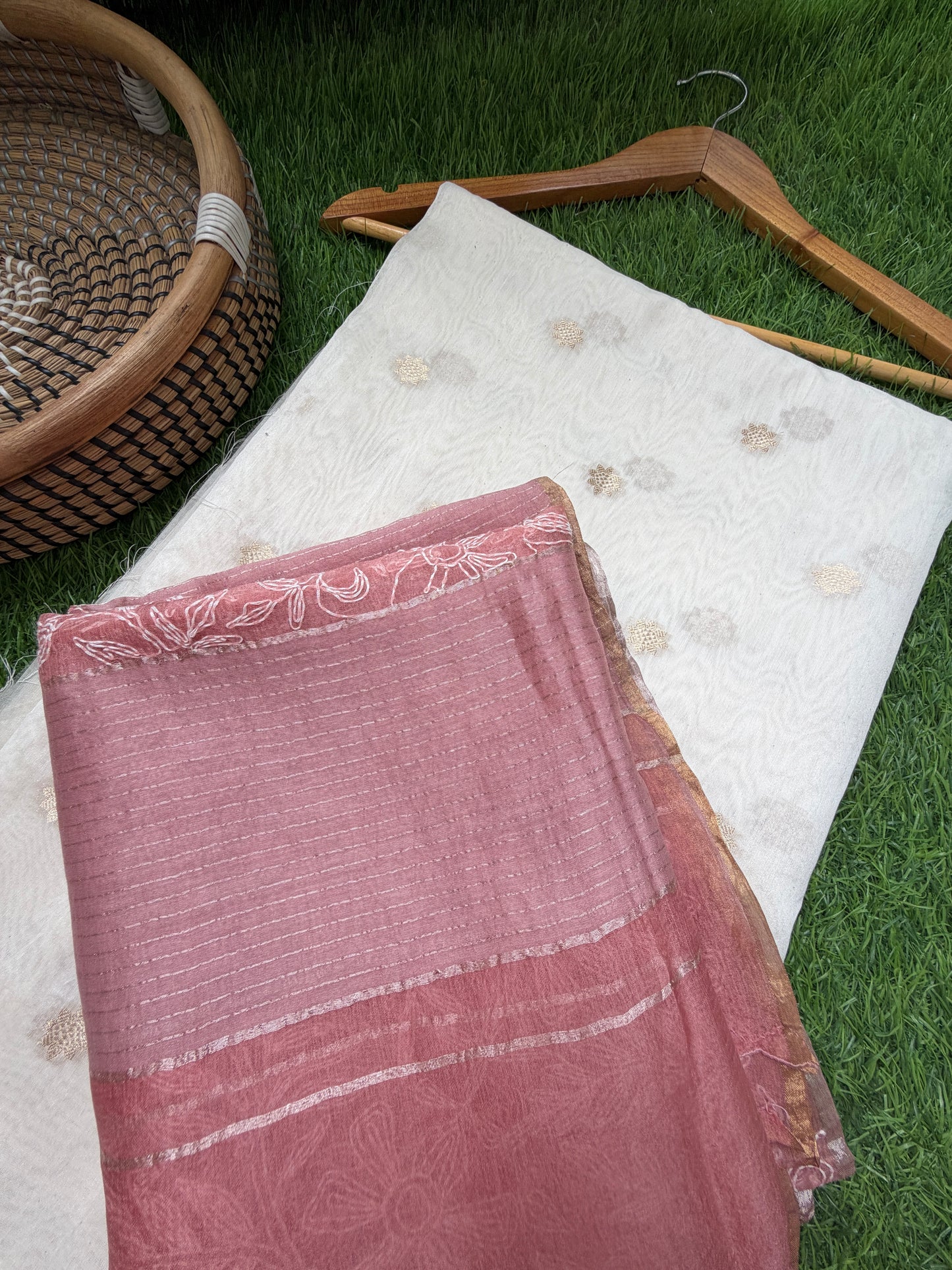 Chanderi banarasi booti Kurta bottom organza silk Dupatta