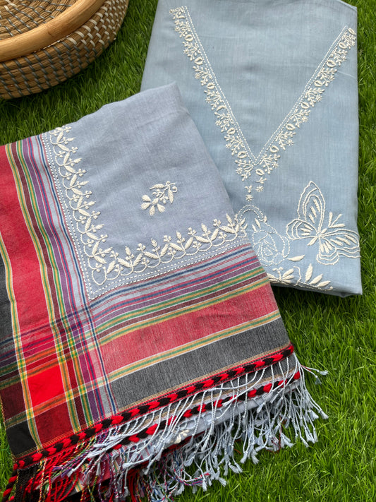 Kala cotton chikan Kurta dupatta