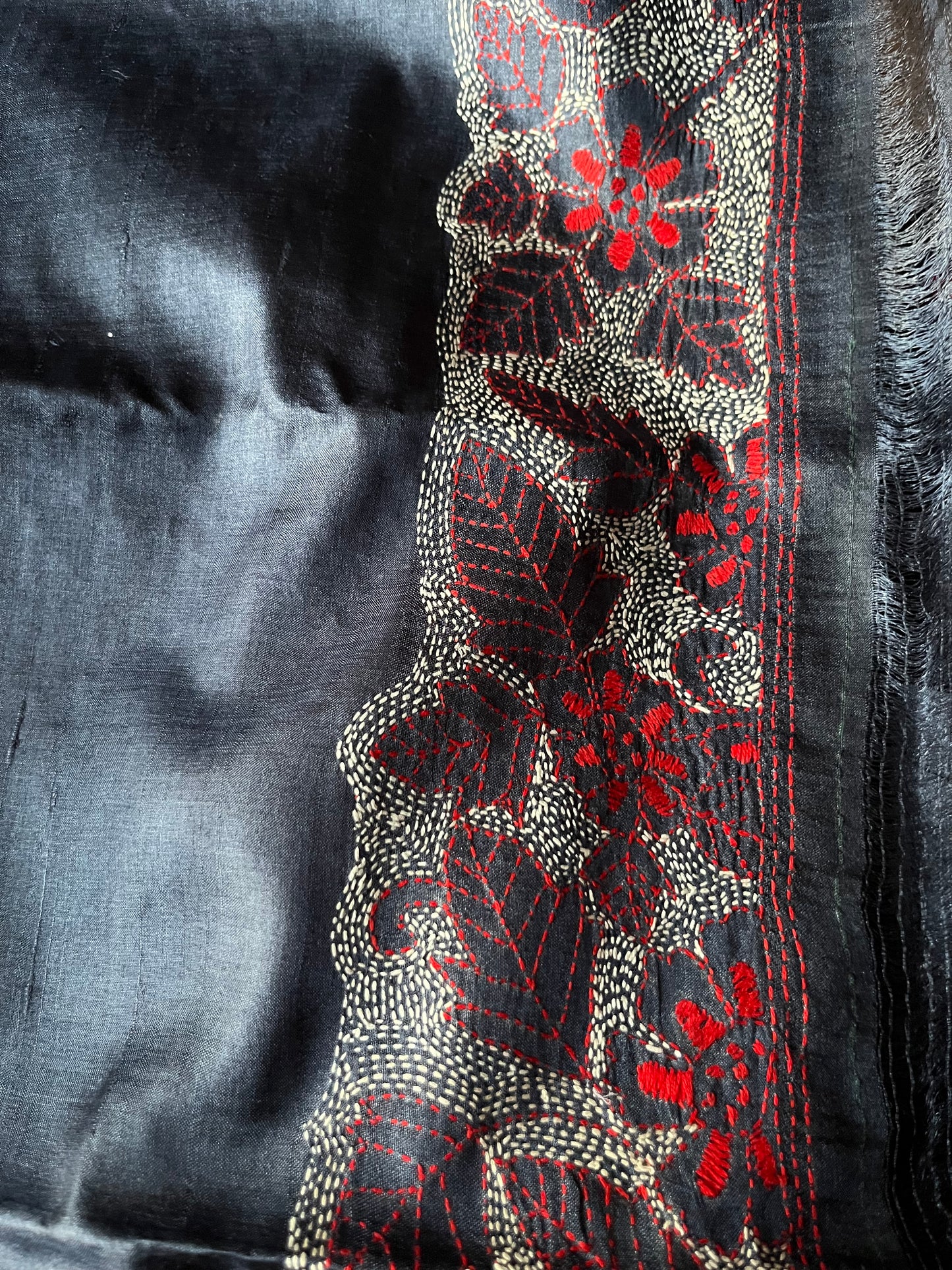 Silk Kantha work kurta fabric