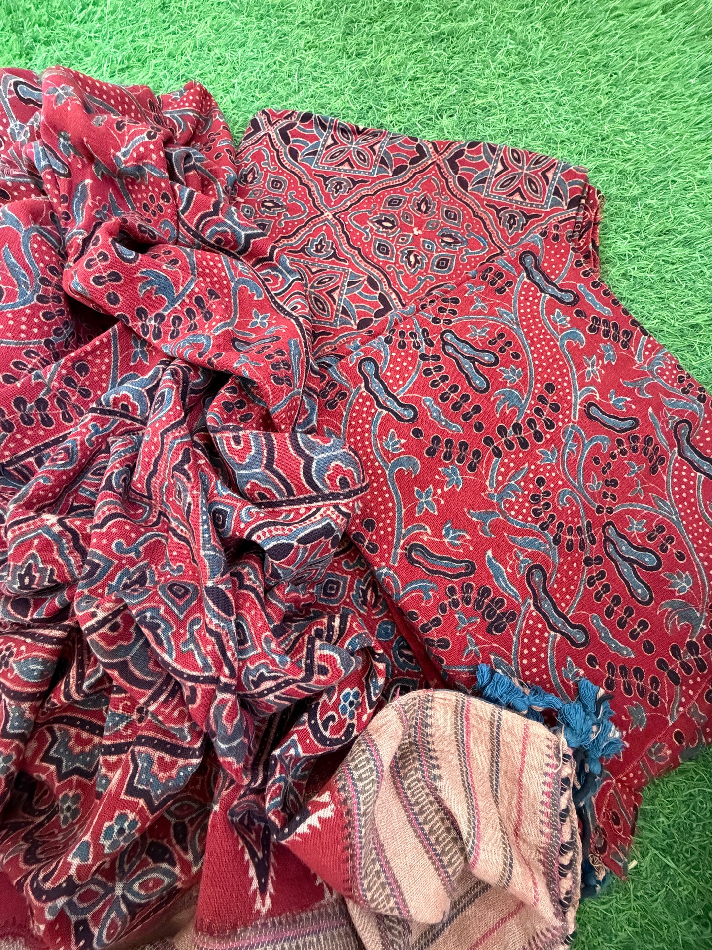 Kala Cotton Ajrakh Kurta bottom and dupatta