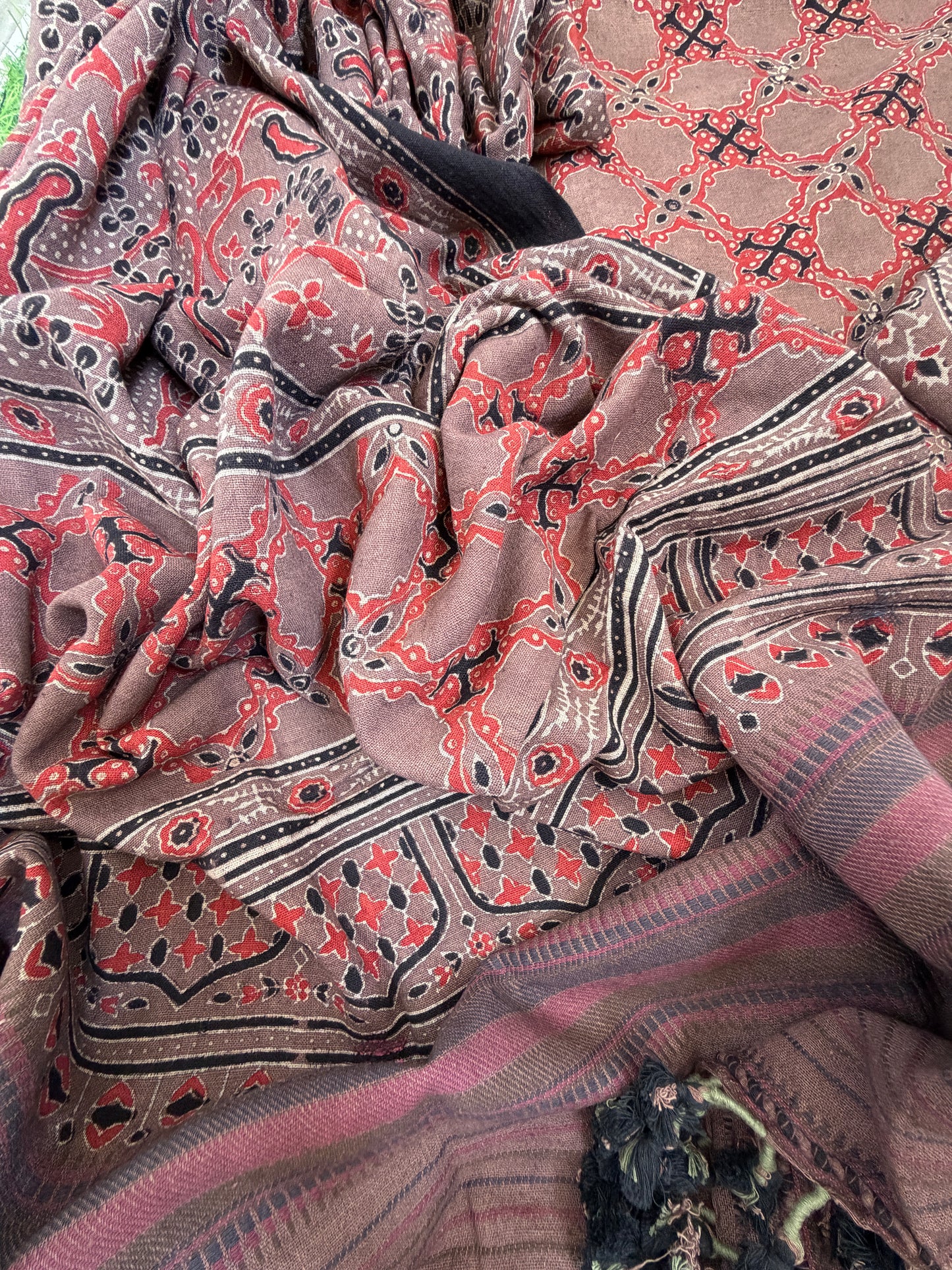 Kala Cotton Ajrakh Kurta bottom and dupatta