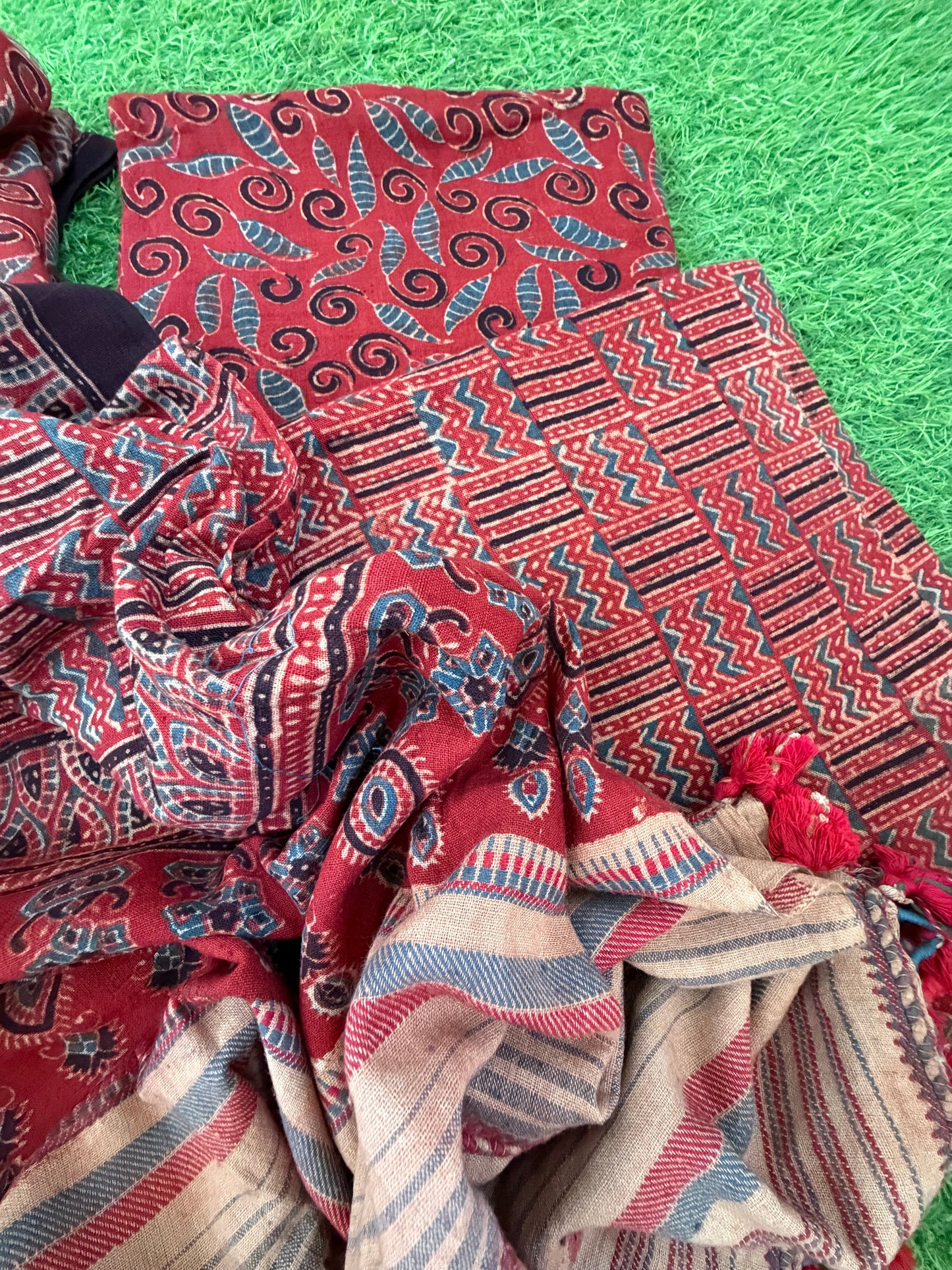 Kala Cotton Ajrakh Kurta bottom and dupatta