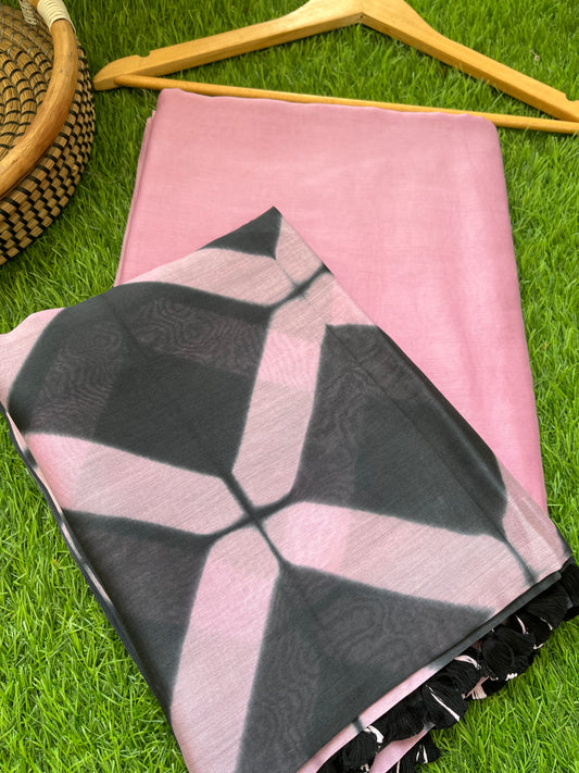 Chanderi Clamp Dye dupatta with plain fabric