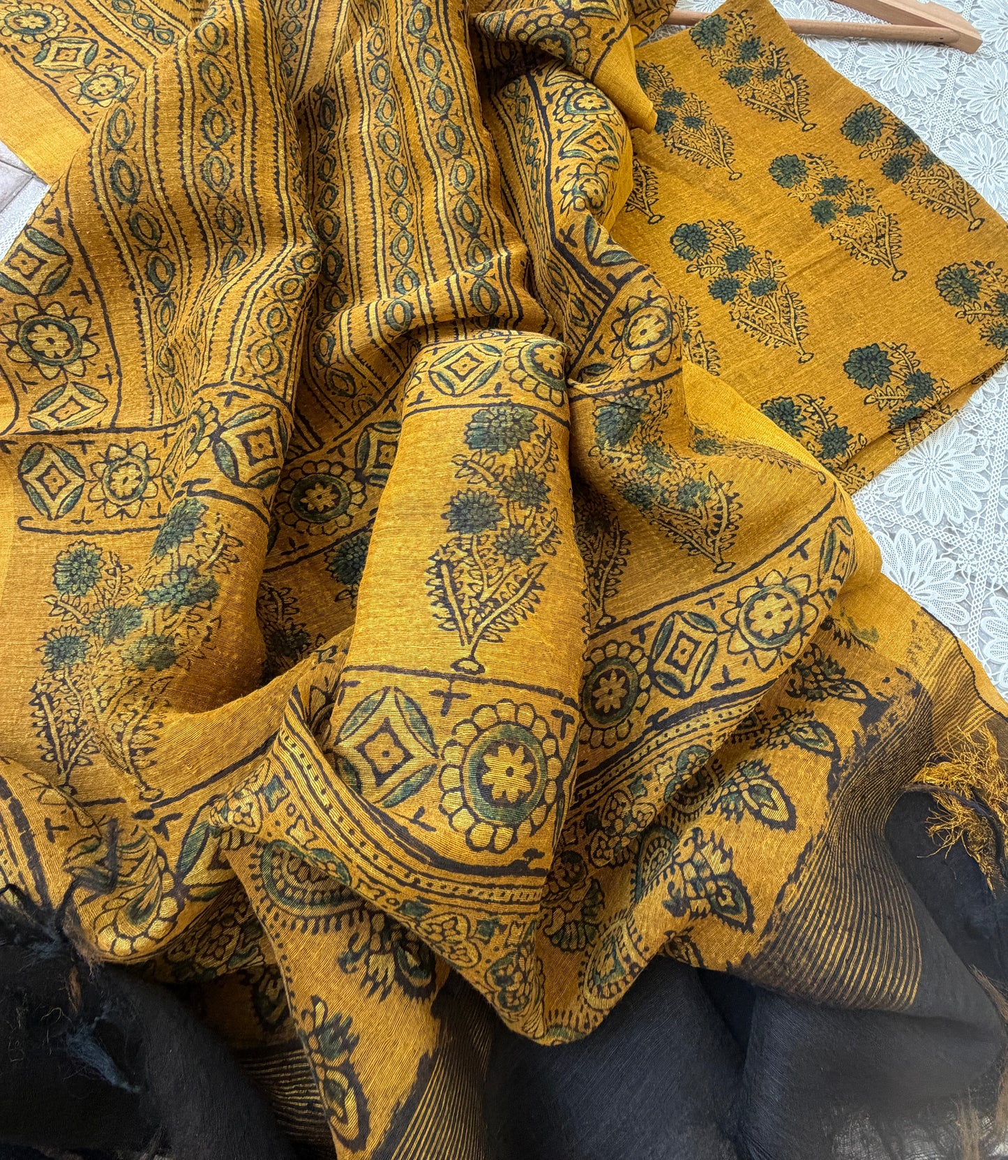 Linen Ajrakh Kurta and dupatta