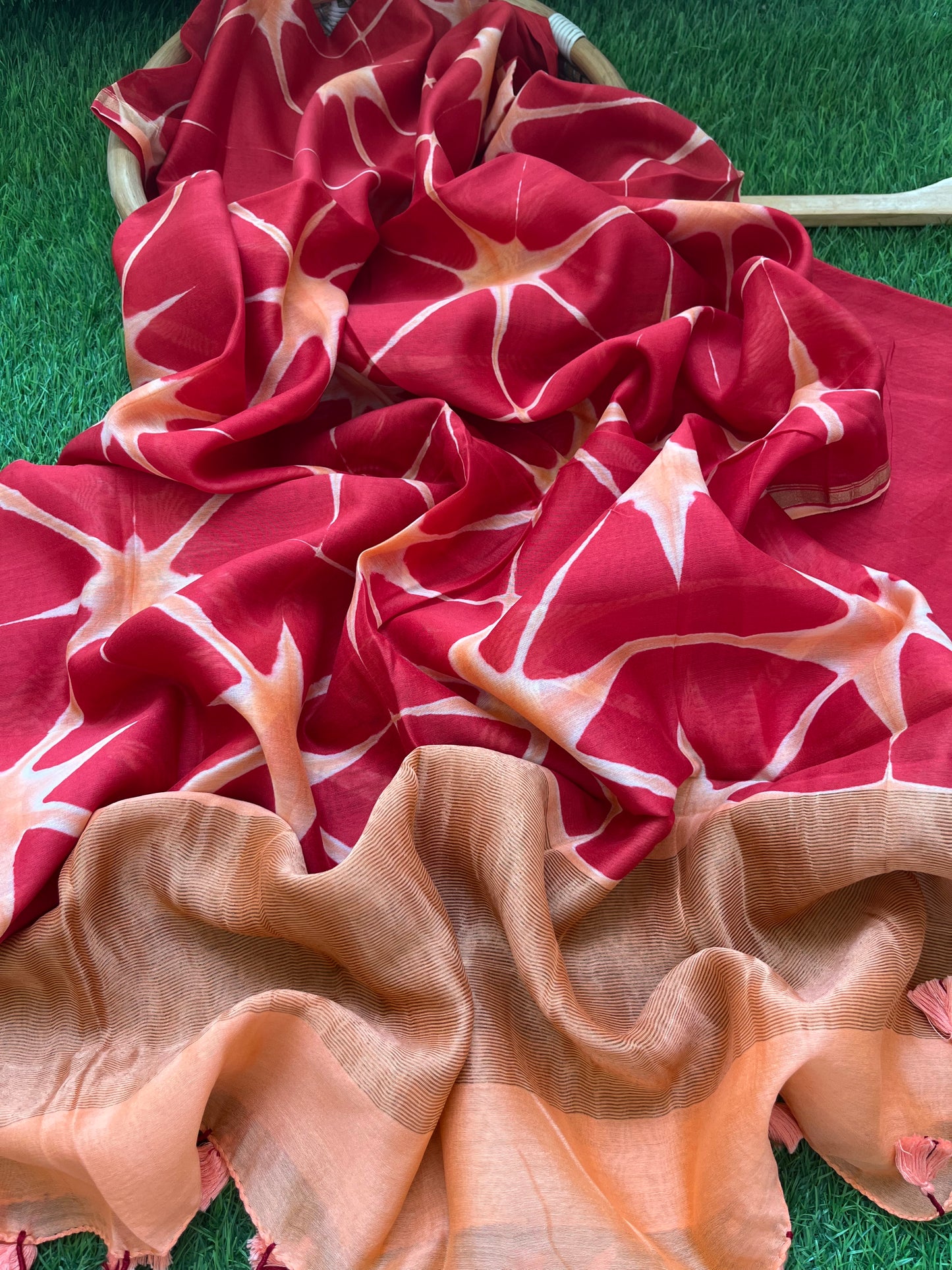 Chanderi Clamp Dye dupatta with plain fabric