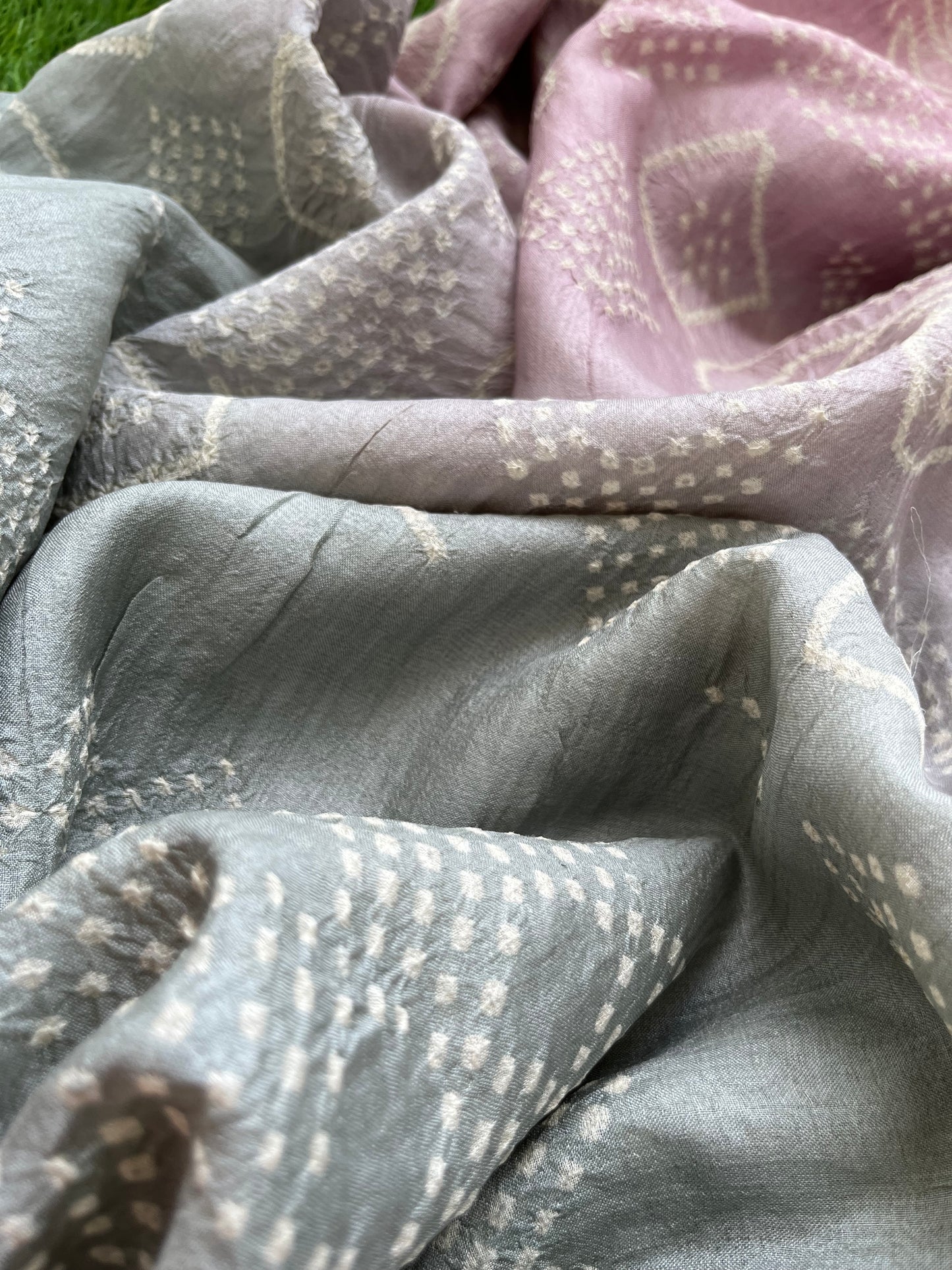 Tussar silk Bandhani dupatta plain kurta
