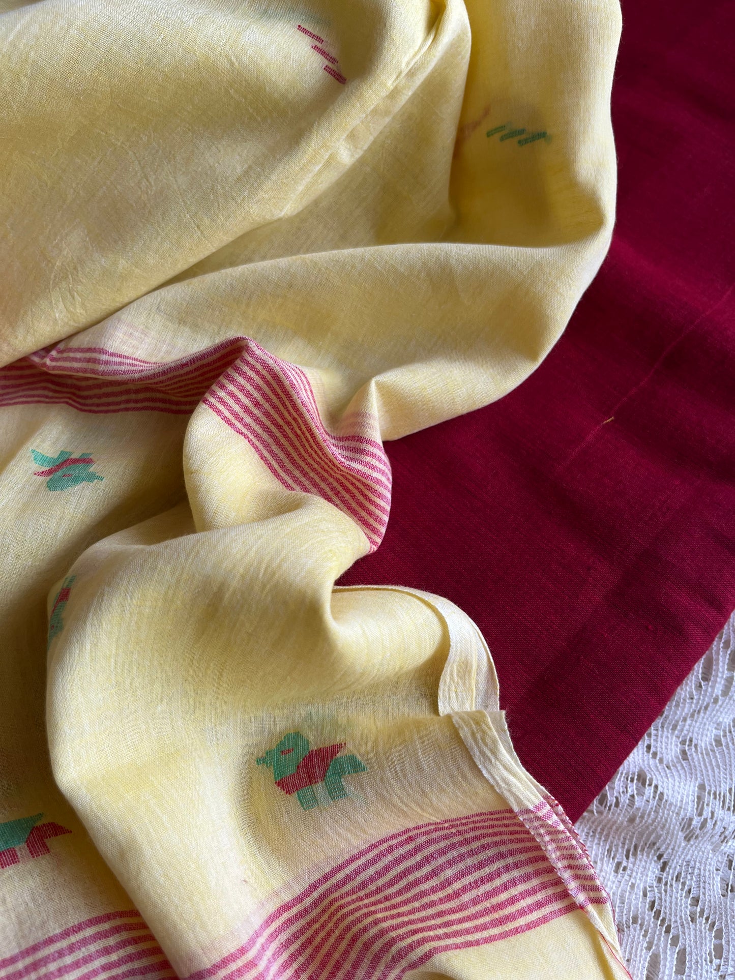 Cotton mangalgiri kurta bottom mul jaamdani dupatta