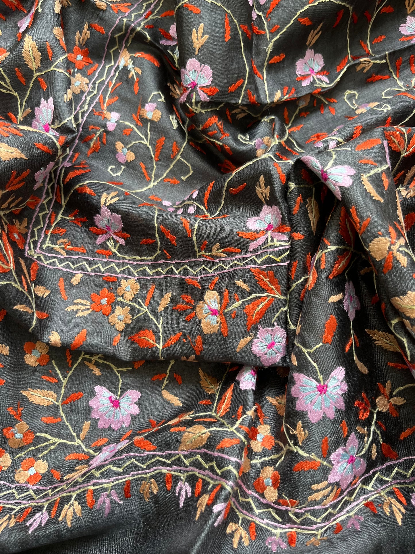 Silk needle work Dupatta chanderi silk kurta Bottom fabric