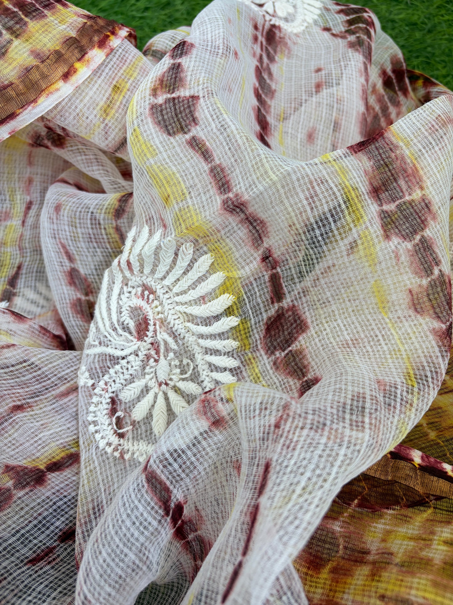 Mangalgiri kurta bottom Kota Doria chikankari dupatta