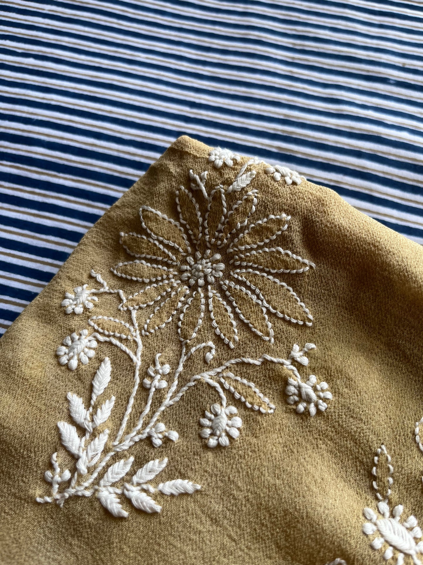 Cotton kurta bottom pure georgette chikankari bandhani dupatta