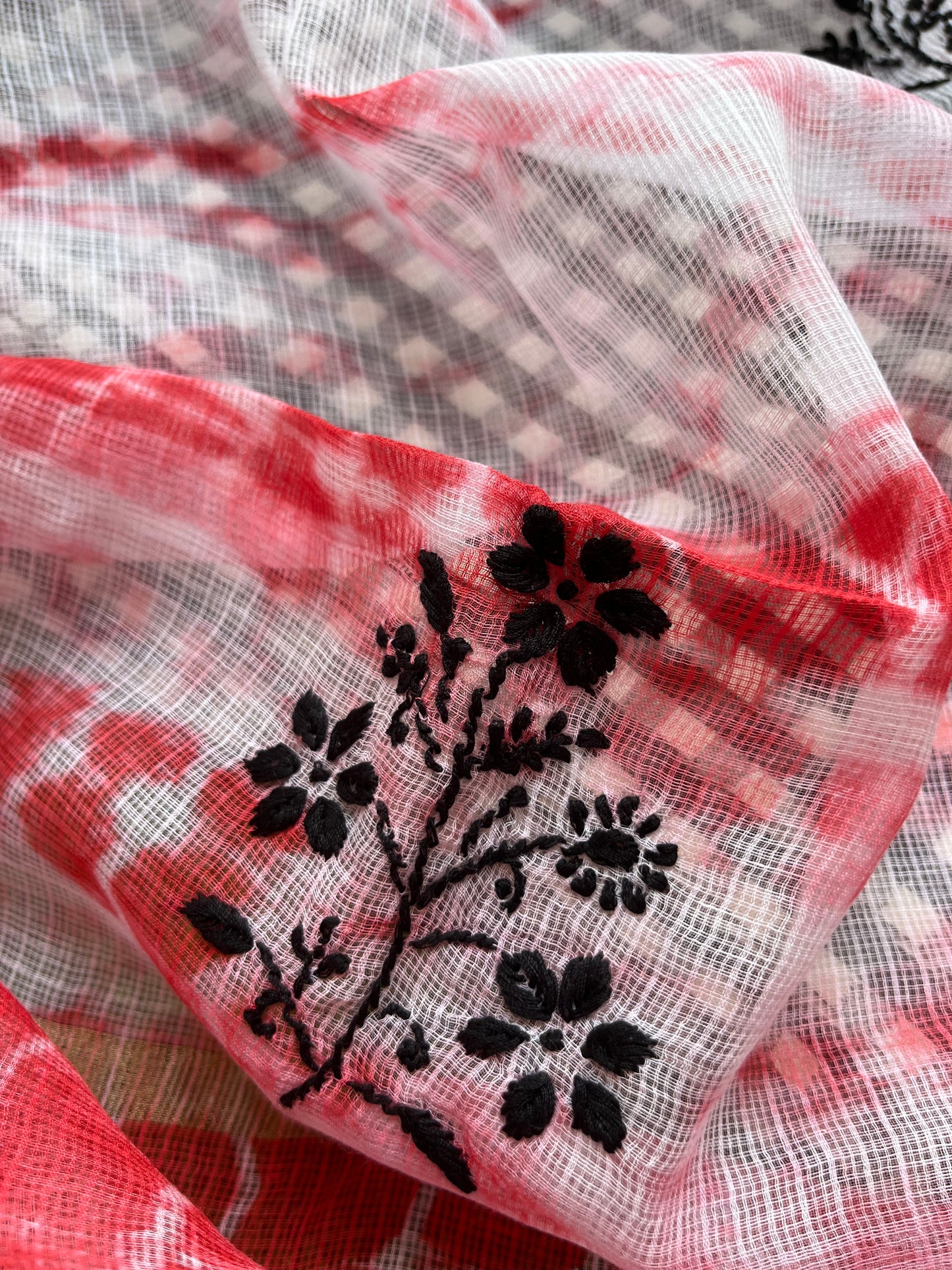 Kota doria Chikankari Dupatta cotton Fabric