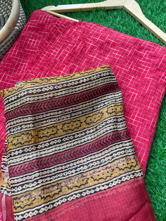 Kota silk block print Dupatta cotton Kurta bottom fabric