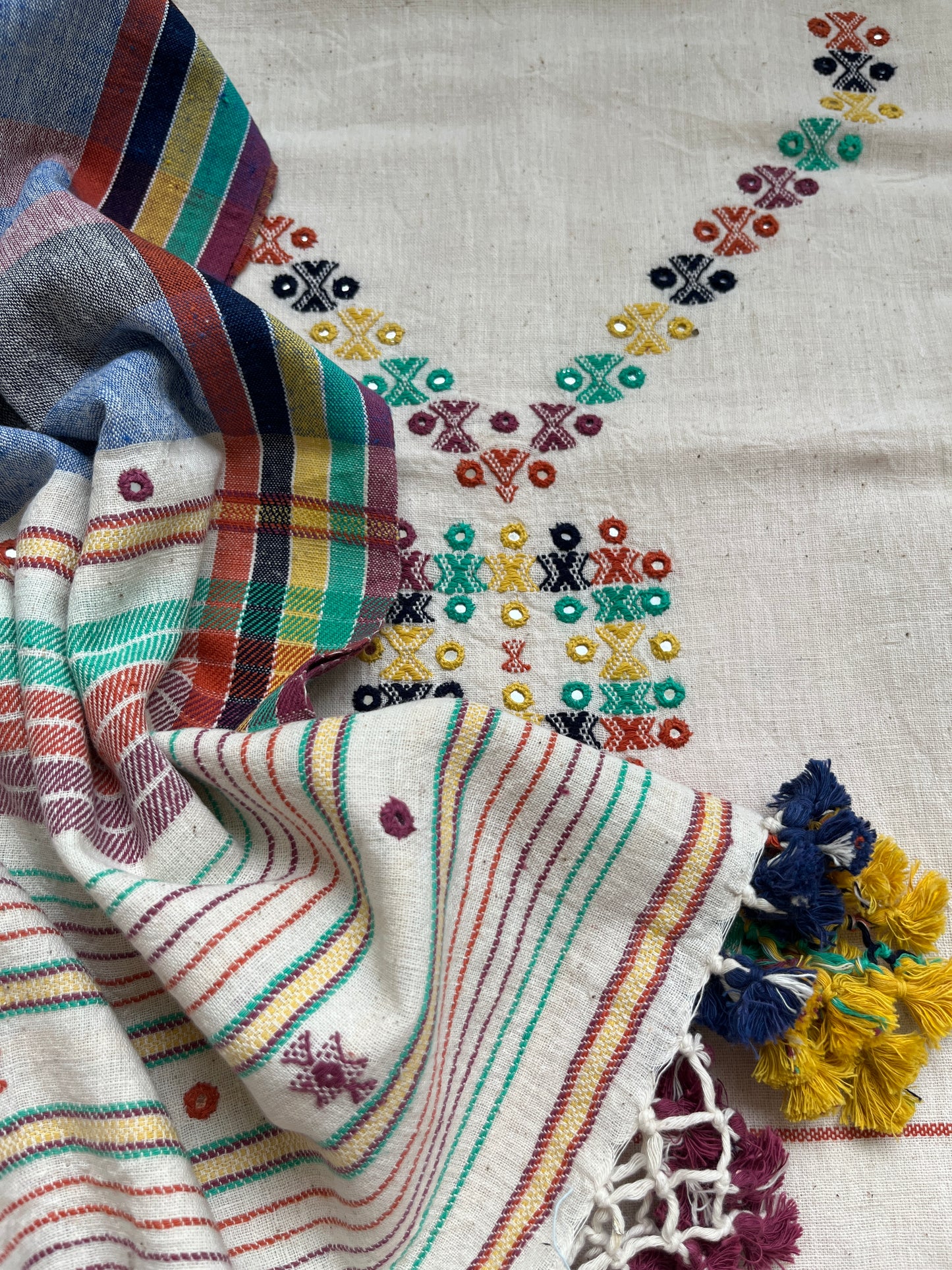 Handwoven organic kala Cotton kurta bottom dupatta