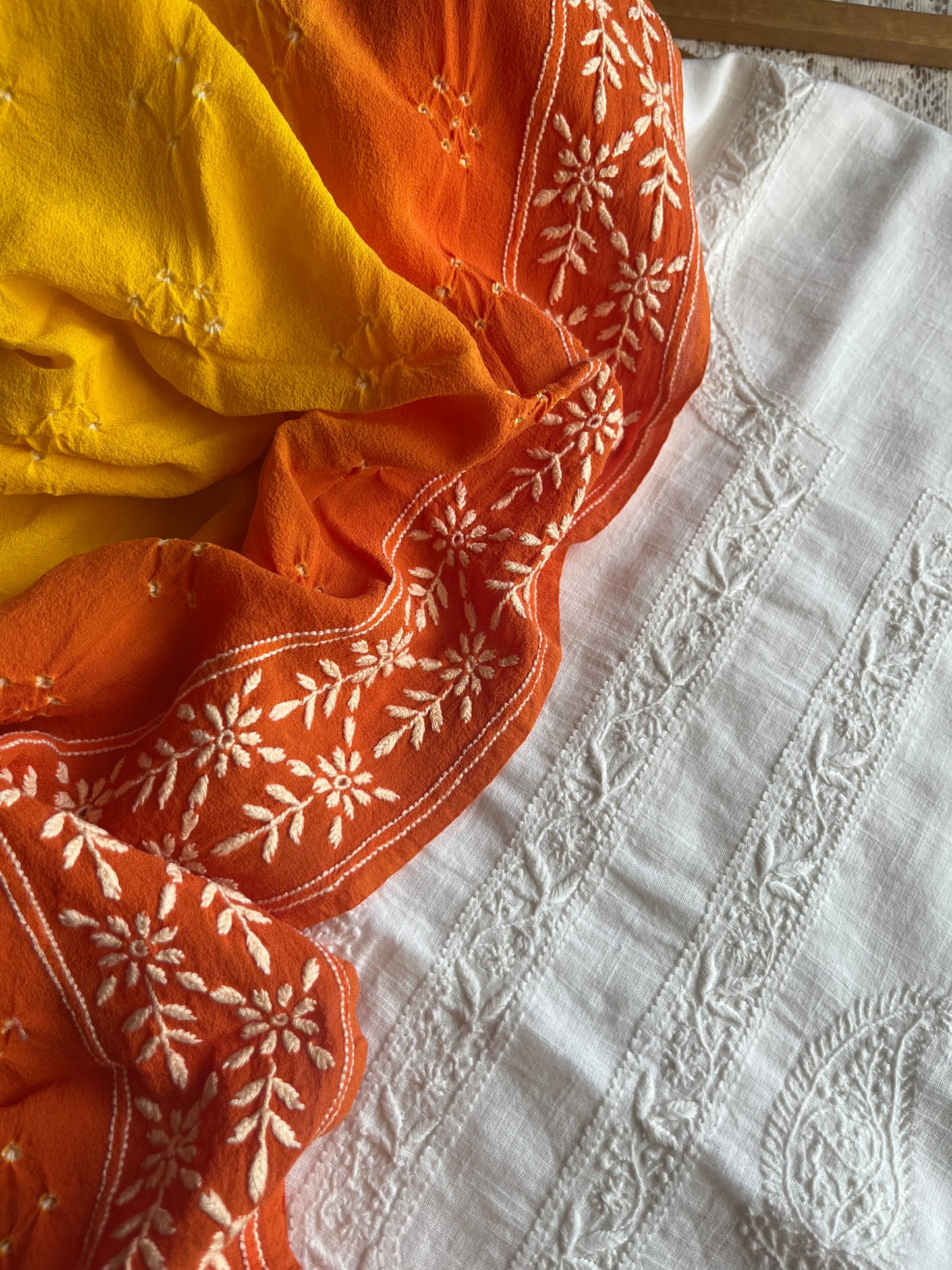 Cotton Chikankari kurta with pure georgette dupatta