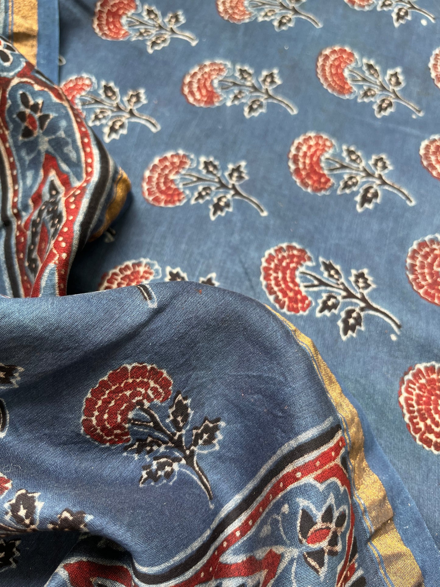 Chanderi silk Ajrakh Kurta and dupatta