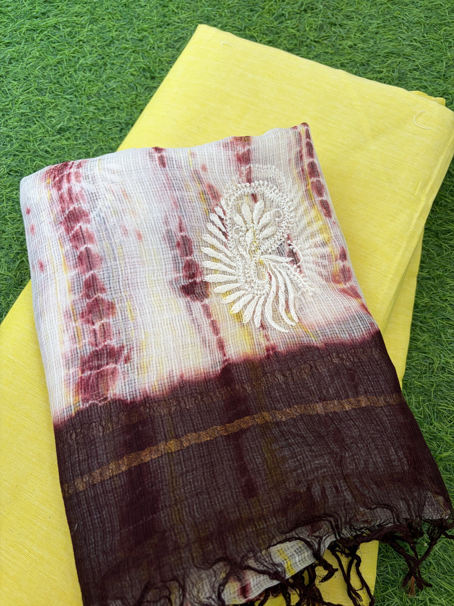 Mangalgiri kurta bottom Kota Doria chikankari dupatta