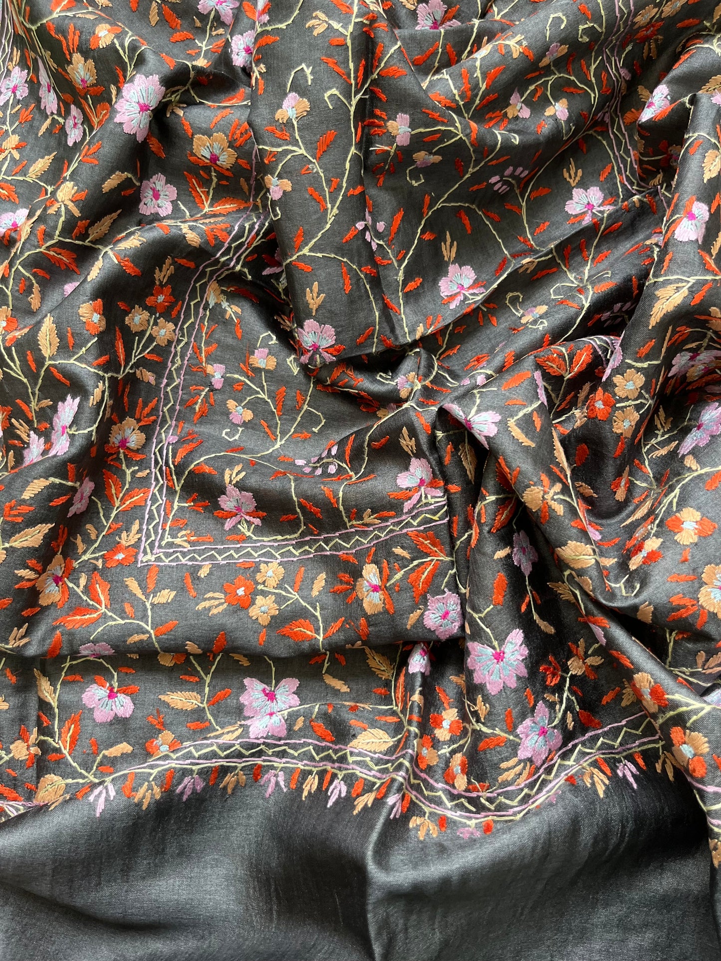 Silk needle work Dupatta chanderi silk kurta Bottom fabric