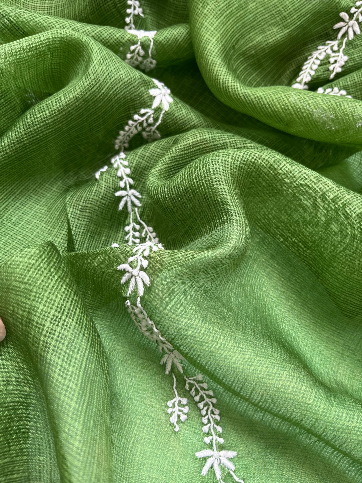 Kota silk Chikankari Dupatta with khadi kurta bottom Fabric