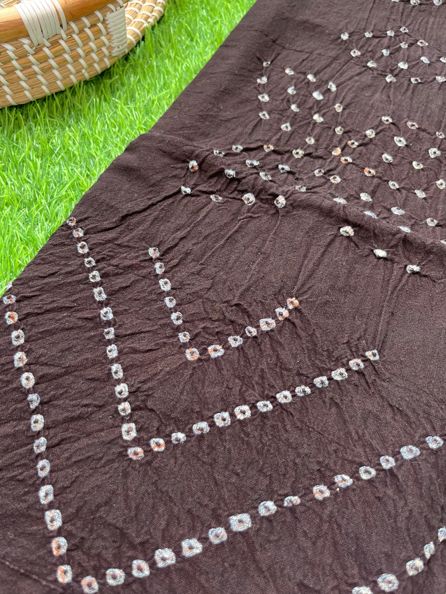 Handwoven organic kala Cotton bandhani fabric